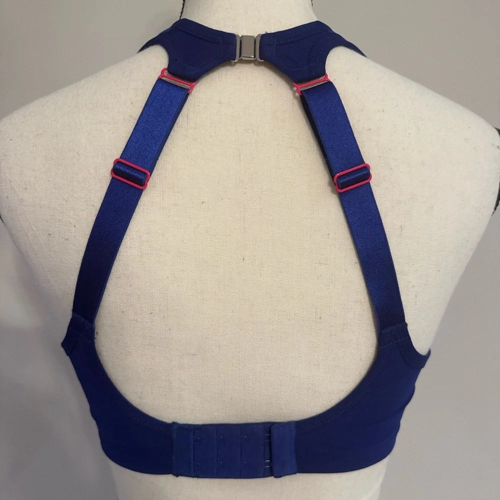 Panache Underwired Racerback High Impact Sport Bra Royal Blue Print 32E UK - Picture 3 of 9